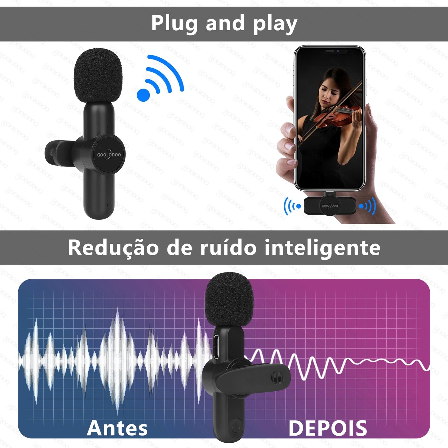 Mini Microfone Profissional de Lapela para Celulares - sem fio e portátil