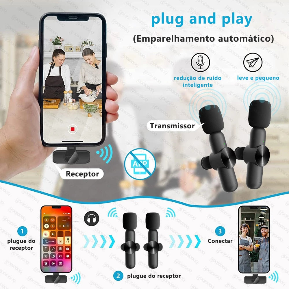 Mini Microfone Profissional de Lapela para Celulares - sem fio e portátil