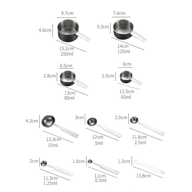Kit Medidor de Cozinha Xicaras e Colheres