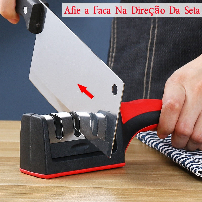 Afiador de Facas Manual - 3 Tipos de Afiação