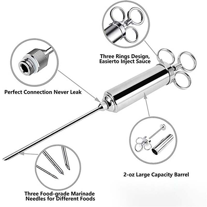 Kit de Injetor de Temperos Profissional Seringa em Aço Inox