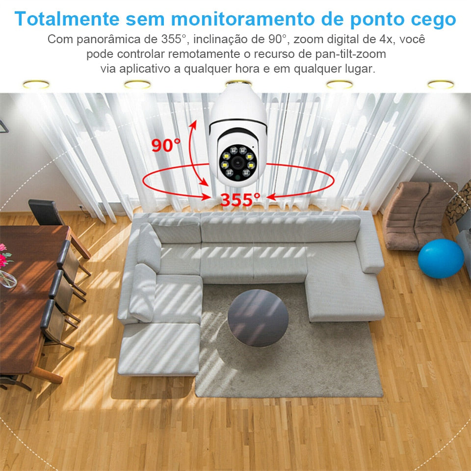 Câmera de Segurança com Lâmpada - Wi-Fi Full Hd e Visão Noturna
