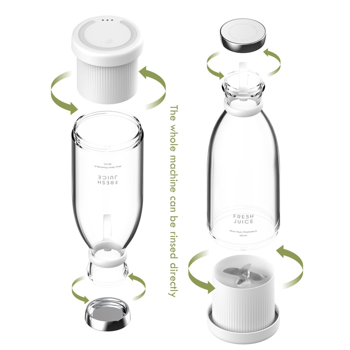 Mini Mixers Juicer - Liquidificador Portátil Recarregável USB - Copo 380ml